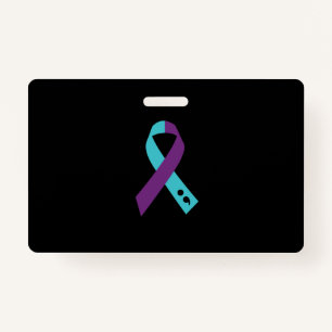Teal Purple Ribbon Semicolon Suicide Prevention Badge
