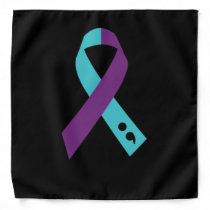 Teal Purple Ribbon Semicolon Suicide Prevention Bandana