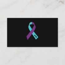 Teal Purple Ribbon Semicolon Suicide Prevention Business Card