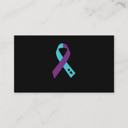 Teal Purple Ribbon Semicolon Suicide Prevention Business Card