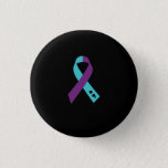 Teal Purple Ribbon Semicolon Suicide Prevention Button at Zazzle