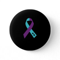 Teal Purple Ribbon Semicolon Suicide Prevention Button