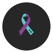 Teal Purple Ribbon Semicolon Suicide Prevention Classic Round Sticker