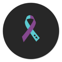 Teal Purple Ribbon Semicolon Suicide Prevention Classic Round Sticker
