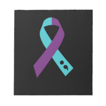Teal Purple Ribbon Semicolon Suicide Prevention Notepad