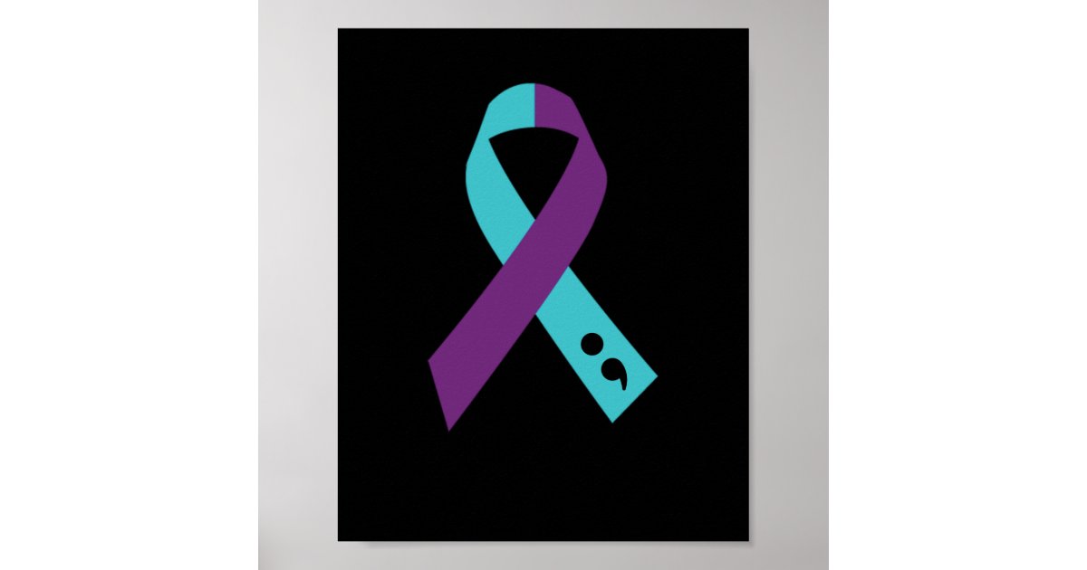 Teal Purple Ribbon Suicide Prevention Awareness Art Print by Above the  Village Design