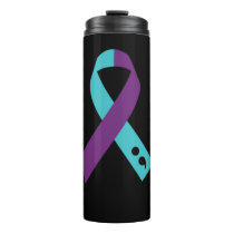 Teal Purple Ribbon Semicolon Suicide Prevention Thermal Tumbler