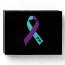 Teal Purple Ribbon Semicolon Suicide Prevention Wooden Box Sign