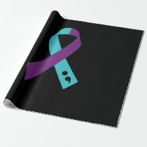 Teal Purple Ribbon Semicolon Suicide Prevention Wrapping Paper