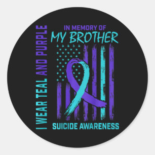 Teal Purple Ribbon Suicide Awareness Flag Brother Classic Round Sticker
