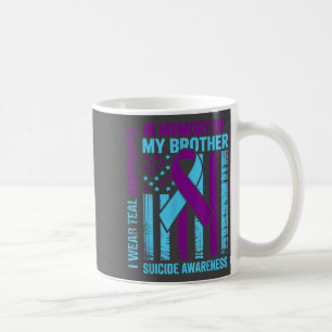Teal Purple Ribbon Suicide Awareness Flag Brother  Coffee Mug