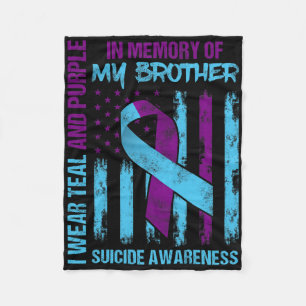 Teal Purple Ribbon Suicide Awareness Flag Brother Fleece Blanket