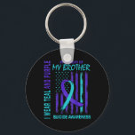 Teal Purple Ribbon Suicide Awareness Flag Brother  Keychain<br><div class="desc">Teal Purple Ribbon Suicide Awareness Flag Brother Ck Print 1</div>