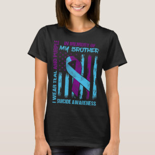 Teal Purple Ribbon Suicide Awareness Flag Brother T-Shirt