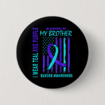 Teal Purple Ribbon Suicide Awareness Flag I Miss M Button