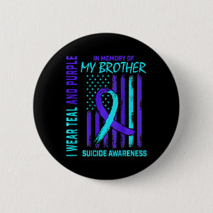 Teal Purple Ribbon Suicide Awareness Flag I Miss M Button