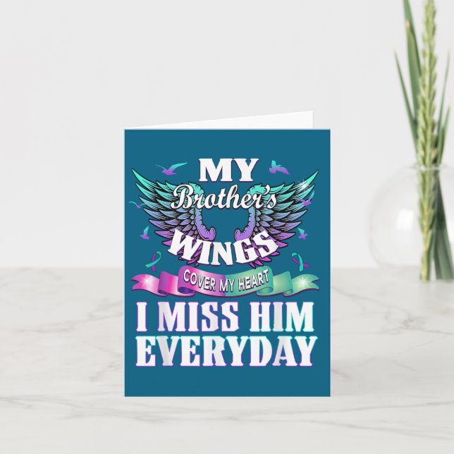 Teal Purple Ribbon Suicide Awareness Flag I Miss M Card (Front)