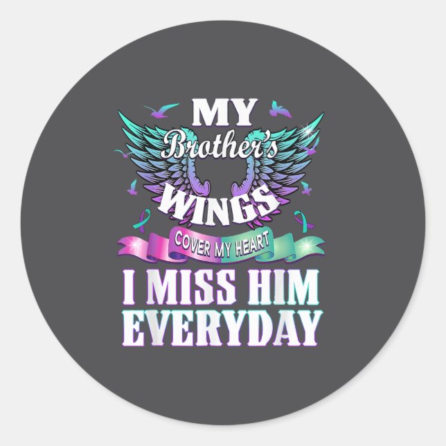Teal Purple Ribbon Suicide Awareness Flag I Miss M Classic Round Sticker (Front)