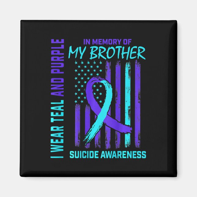 Teal Purple Ribbon Suicide Awareness Flag I Miss M Magnet (Front)