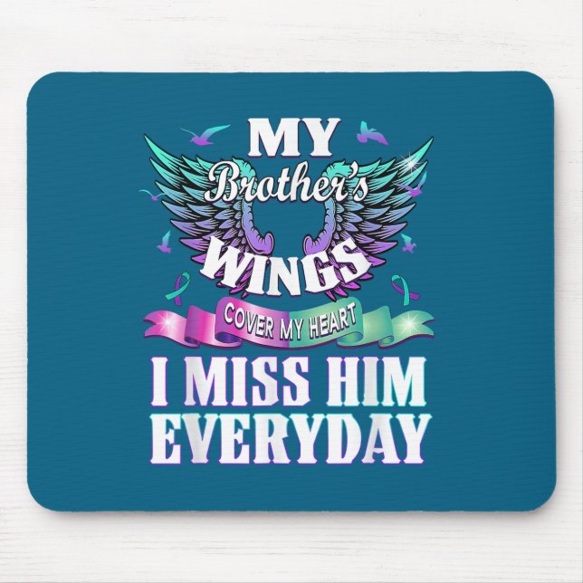 Teal Purple Ribbon Suicide Awareness Flag I Miss M Mouse Pad (Front)