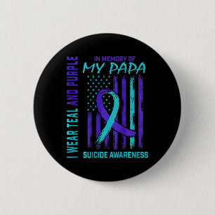Teal Purple Ribbon Suicide Awareness Flag Papa Bac Button