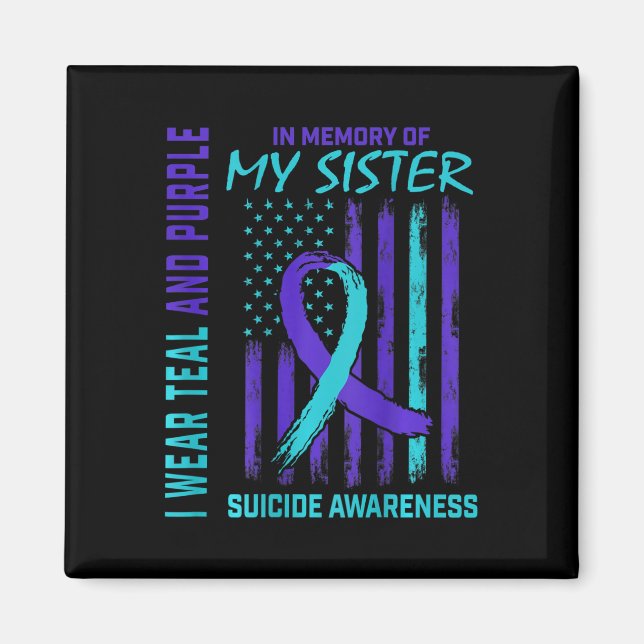 Teal Purple Ribbon Suicide Awareness Flag Sister B Magnet (Front)