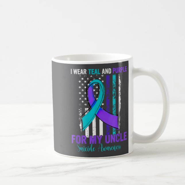 Teal Purple Ribbon Suicide Awareness Flag Uncle  Coffee Mug (Right)