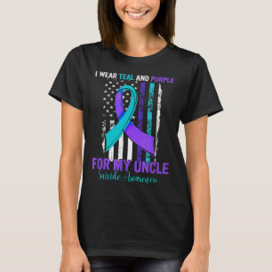 Teal Purple Ribbon Suicide Awareness Flag Uncle T-Shirt