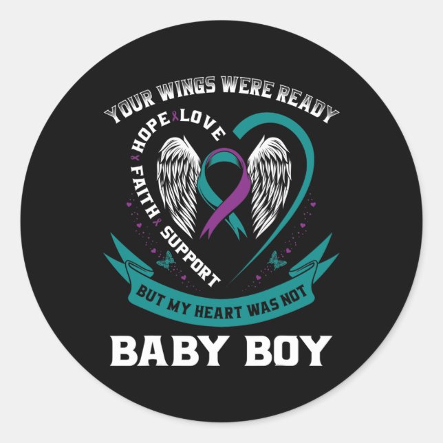 Teal Purple Ribbon Suicide Awareness Prevention So Classic Round Sticker (Front)