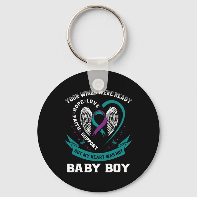 Teal Purple Ribbon Suicide Awareness Prevention So Keychain (Front)