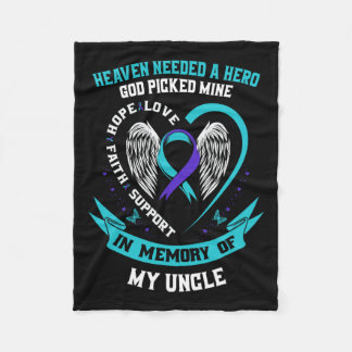 Teal Purple Ribbon Suicide Awareness Shirt Uncle M Fleece Blanket
