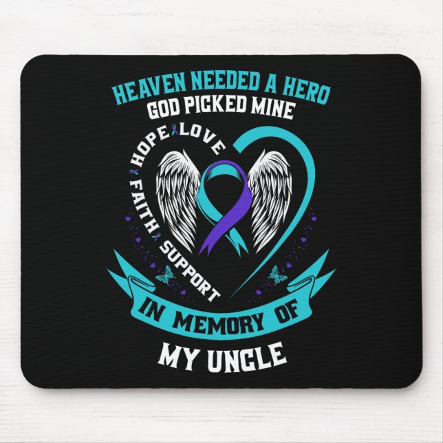 Teal Purple Ribbon Suicide Awareness Shirt Uncle M Mouse Pad (Front)