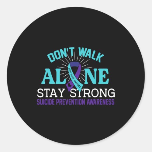 Teal Purple Ribbon Suicide Prevention Awareness  Classic Round Sticker