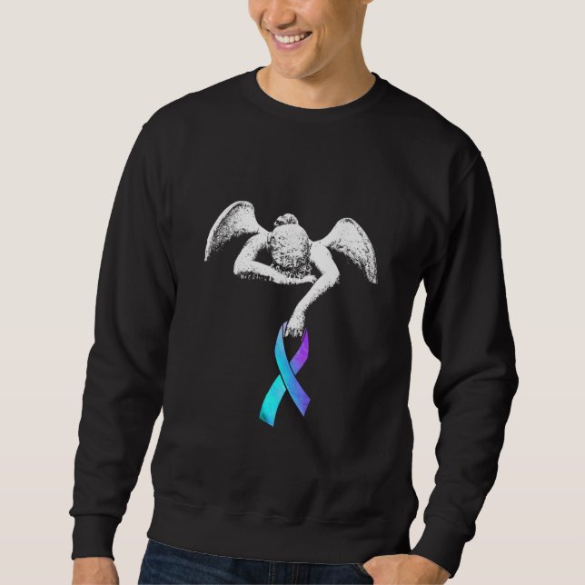 Teal Purple Ribbon Suicide Prevention Awareness Sweatshirt (Front)