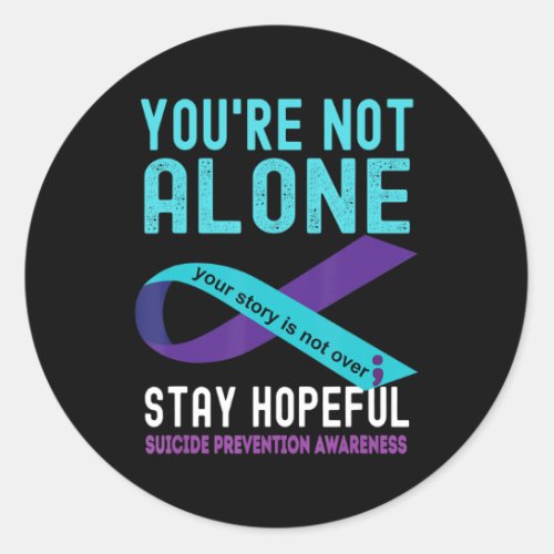 Teal Purple Ribbon Support Suicide Prevention Awar Classic Round Sticker