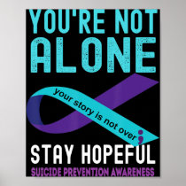 Teal Purple Ribbon Support Suicide Prevention Awar Poster