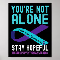 Teal Purple Ribbon Support Suicide Prevention Awar Poster