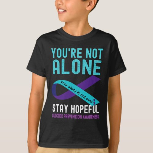 Teal Purple Ribbon Support Suicide Prevention Awar T_Shirt