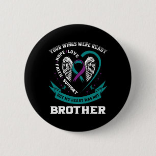 Teal Purple Ribbon Wing Suicide Awareness Preventi Button