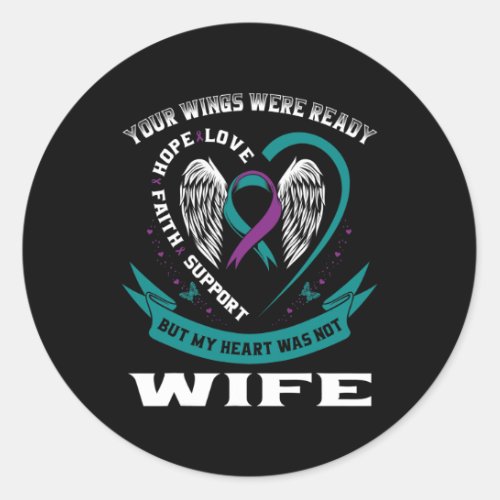 Teal Purple Ribbon Wings Suicide Awareness Prevent Classic Round Sticker