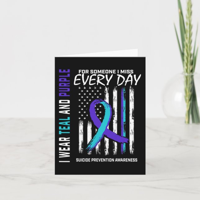 Teal Purple Someone I Miss Suicide Awareness Ameri Card (Front)