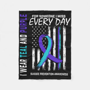 Teal Purple Someone I Miss Suicide Awareness Ameri Fleece Blanket