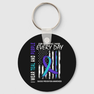 Teal Purple Someone I Miss Suicide Awareness Ameri Keychain