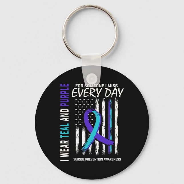 Teal Purple Someone I Miss Suicide Awareness Ameri Keychain (Front)