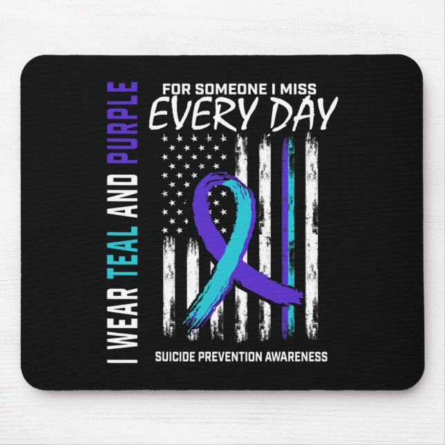Teal Purple Someone I Miss Suicide Awareness Ameri Mouse Pad (Front)