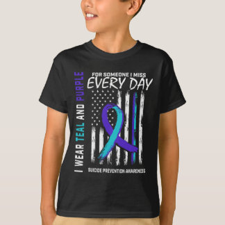 Teal Purple Someone I Miss Suicide Awareness Ameri T-Shirt