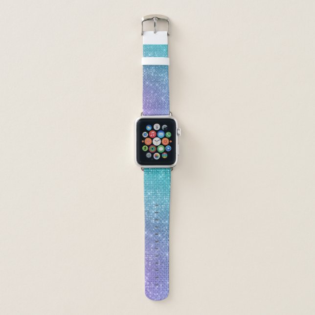 Teal Purple Sparkle Apple Watch Band (Front)