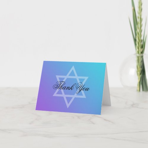 Teal Purple Star of David Bat Mitzvah Thank You