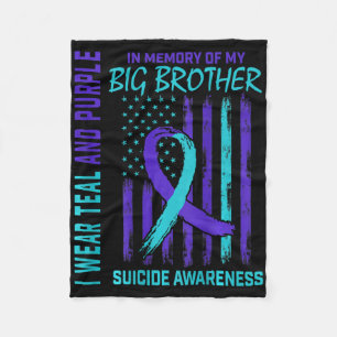 Teal Purple Suicide Awareness Flag Big Brother Ck Fleece Blanket