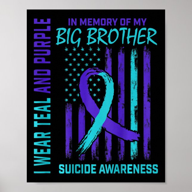 Teal Purple Suicide Awareness Flag Big Brother Ck  Poster (Front)